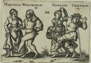 November en december, plaat 6 uit Het Boerenfeest, of De Twaalf Maanden door Hans Sebald Beham