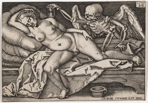 Slapend meisje en de Dood, 1548 door Hans Sebald Beham