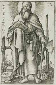 St. Matthias, plaat 12 uit De twaalf apostelen door Hans Sebald Beham