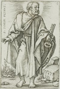 Sint Petrus, plaat 1 uit De Twaalf Apostelen door Hans Sebald Beham
