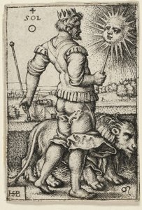 Zon, plaat vier uit De Zeven Planeten met de Dierenriemtekens door Hans Sebald Beham