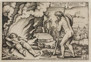 De dood van Hercules, uit De werken van Hercules door Hans Sebald Beham