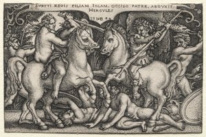 Hercules ontvoert Iole door Hans Sebald Beham