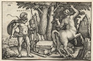Hercules schiet op Nessus door Hans Sebald Beham