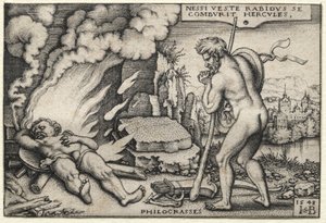 Hercules op zijn brandstapel, 1548. door Hans Sebald Beham