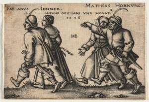 De Boerenbruiloft of de Twaalf Maanden: 1-Fabianus Jenner 2-Mathias Hornung door Hans Sebald Beham