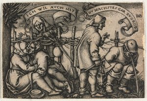 De boerenbruiloft of de twaalf maanden: nr. 10, 1546 door Hans Sebald Beham