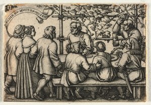 De Boerenbruiloft of de Twaalf Maanden: Nr. 8, 1546 door Hans Sebald Beham