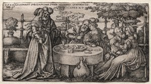 De verloren zoon: Verkwisting van zijn fortuin door Hans Sebald Beham