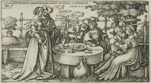 De verloren zoon die zijn fortuin verspilt, plaat twee uit De geschiedenis van de verloren zoon