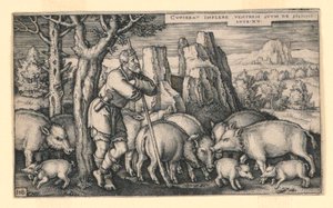 De Verloren Zoon tussen de Varkens door Hans Sebald Beham