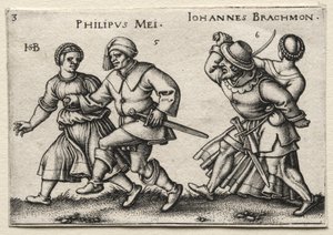 Het Dorpshuwelijk: Philipus Mei / Johannes Brachmon door Hans Sebald Beham