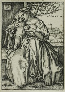 De maagd en het kind met de papegaai door Hans Sebald Beham