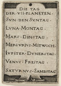 Titelpagina, uit De zeven planeten met de dierenriemen door Hans Sebald Beham