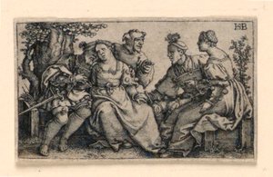 Twee stellen en de nar door Hans Sebald Beham