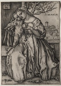 Maagd en Kind met papegaai door Hans Sebald Beham