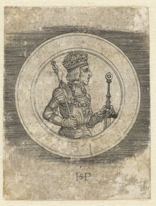 Voorkant van penning met portret van Koning Ferdinand I van Hongarije en Bohemen, ten halven lijve