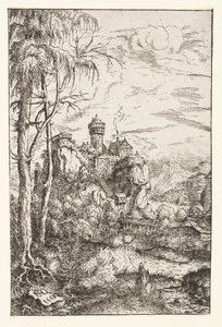 Landschap met kasteel en brug door Hans Sebald Lautensack