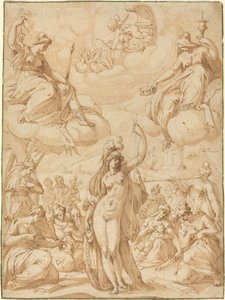 Allegorie van Minerva als hoofd van de muzen door Hans Speckaert