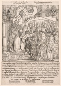 Maximiliaan Gepresenteerd door Zijn Beschermheiligen aan de Almachtige door Hans Springinklee