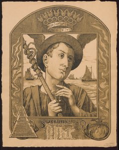 "Merkur Jahrers Regent". Mercurius als heerser van het jaar. Ontwerpen voor de "Eeuwige beeldkalender", deel II, 1901 (Immerwährender Bilderkalender) door Hans Thoma