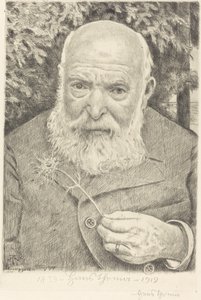 Zelfportret VI met Bloem door Hans Thoma