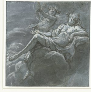 Bacchus met een drinkschaal en een Sileen