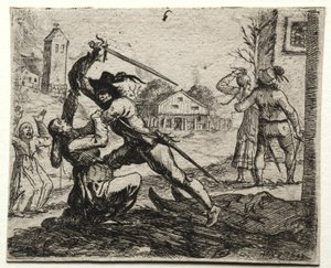 Militaire Onderwerpen: Twee Soldaten Achtervolgen Vrouwen in een Dorp door Hans Ulrich Franck
