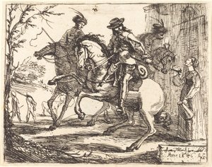 Drie Ruiters voor een Herberg door Hans Ulrich Franck