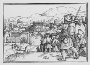 Cyrus herstelt de vaten van de tempel, Ezra I, 6 door Hans after Holbein the Younger