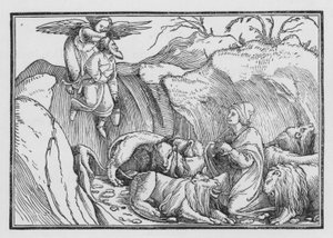 Daniel in de Leeuwenkuil door Hans after Holbein the Younger