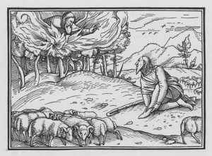 God verschijnt aan Mozes in een brandende struik, Exodus III, 5