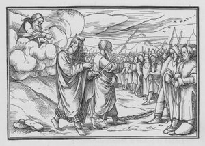 God beveelt Mozes om het volk te tellen, Numeri I, 19 door Hans after Holbein the Younger