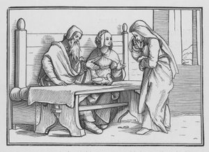 Hanna bidt in verdriet om een kind, 1 Samuel I, 10 door Hans after Holbein the Younger