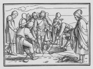 Jozef in een put geworpen, Genesis XXXVII, 28 door Hans after Holbein the Younger
