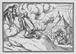 Mozes wijdt Aäron en zijn zonen in, Leviticus VIII, 1-3 door Hans after Holbein the Younger