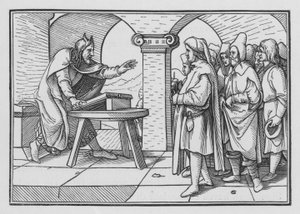 Mozes spoort aan tot gehoorzaamheid vanwege Gods daden, Deuteronomium IV, 1 door Hans after Holbein the Younger