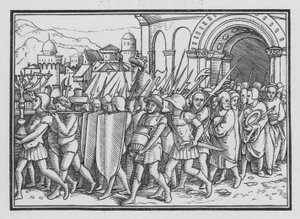 Shishak plundert Jeruzalem, 2 Kronieken XII, 9 door Hans after Holbein the Younger