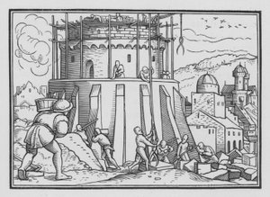 De toren van Babel, Genesis XI, 4 door Hans after Holbein the Younger