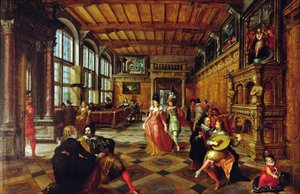 Scène van een bal in een Vlaamse interieur