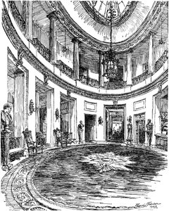 Inkomhal van de RAC-clubhuis, Pall Mall, Londen, 1946 door Hanslip Fletcher