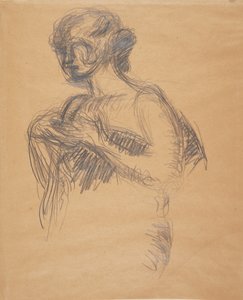 Vrouwelijke figuur (Besse, de vrouw van de kunstenaar). Halffiguur, driekwart profiel naar links