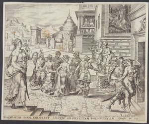 Dinah gaat uit en wordt verleid door Sichem door Harmen Jansz. Muller