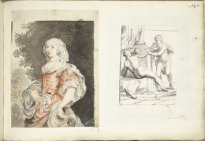 Portret van een vrouw en Venus, Amor en Mars door Harmen ter Borch (possibly)