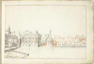 Gezicht op de gebouwen aan de Hofvijver, 