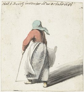 Lopende vrouw, van achteren door Harmen ter Borch