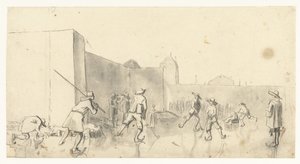 Schaatsers bij de Zijlpoort, Haarlem door Harmen ter Borch