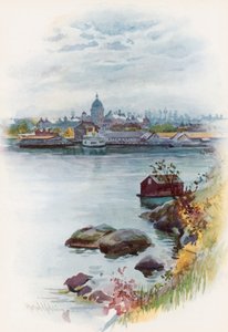 Een uitzicht op het Parlementshuis, Victoria, Brits-Columbia door Harold Copping