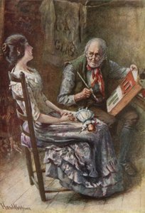 Bertha en haar vader (kleur litho) door Harold Copping