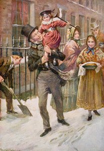 Bob Cratchit en Tiny Tim, illustratie voor 